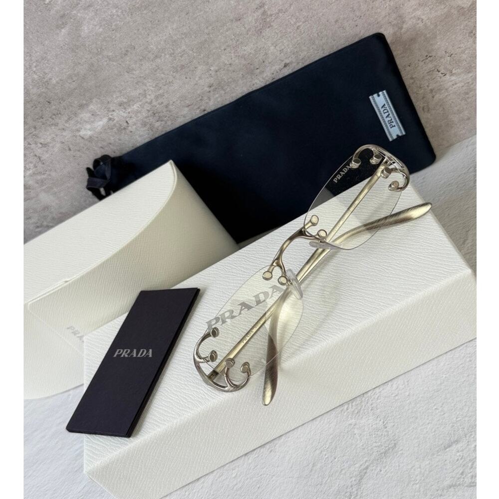 NEW Prada PR C57S Sunglasses in Silver Clear Bluelight $815